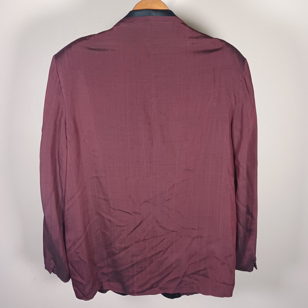 Vtg Mid Century Crimson Satin Evening Smoking‎ Dinner Jacket Formal Shawl Jacket - Picture 2 of 16